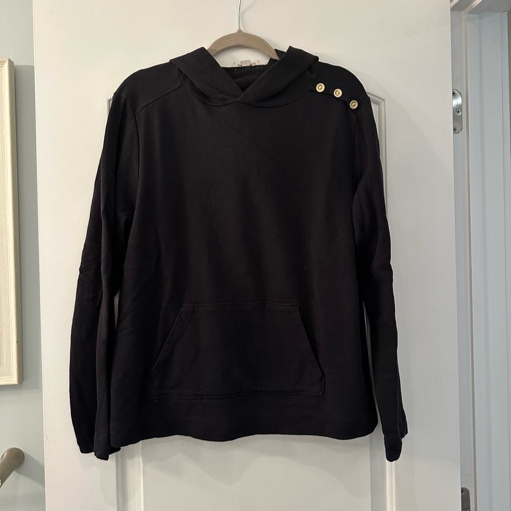 LOFT Ann Taylor size XL hooded sweatshirt top side button detail